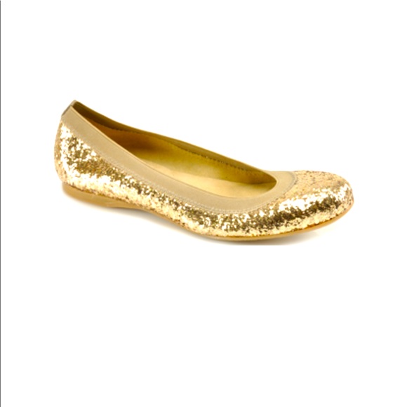 Stuart Weitzman gold glitter ballet slipper NWOT - Picture 3 of 8